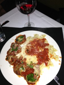 Veal Braciole over Butterfly Pasta with Marinara 
